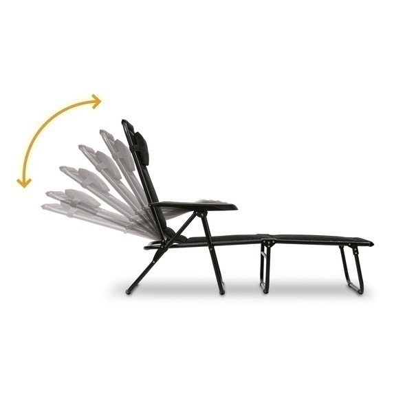 Leżanka leżak ogrodowy plażowy Tadar 6 pozycji 63 x 182 x 55 cm czarny