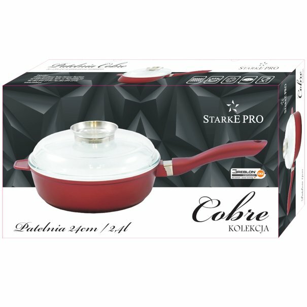 Patelnia ceramiczna Starke Pro Cobre 2,4 l ze szklaną pokrywką