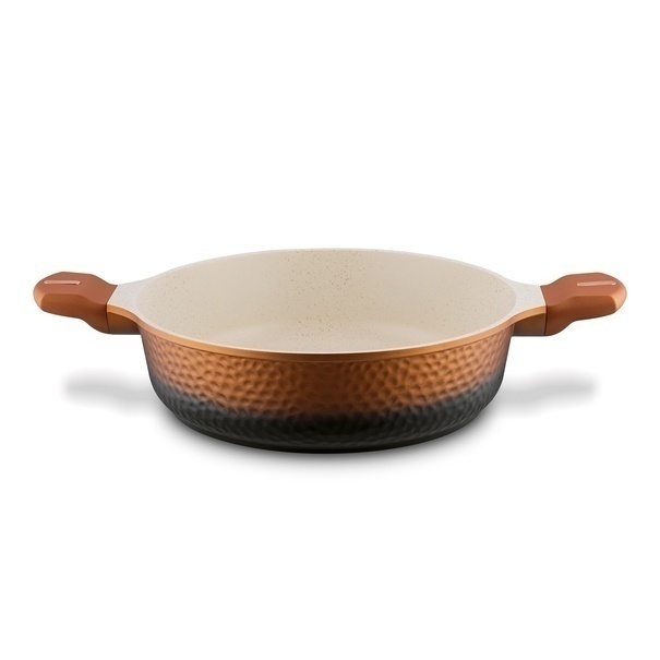 Patelnia głęboka na indukcję kr&oacute;tkie uchwyty Starke Pro Texture Copper 28 x 8 cm