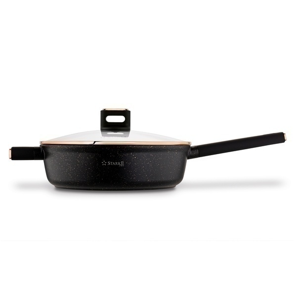 Patelnia głęboka na indukcję z pokrywką Starke Pro Starlet Black 28 x 8 cm