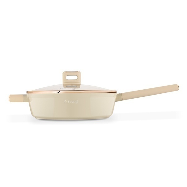 Patelnia głęboka na indukcję z pokrywką Starke Pro Starlet Beige 28 x 8 cm