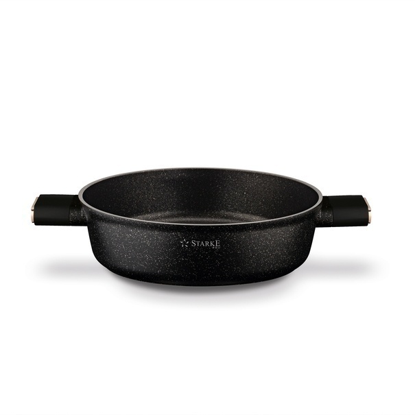 Patelnia kr&oacute;tkie uchwyty z pokrywką Starke Pro Starlet Black 28x8 cm