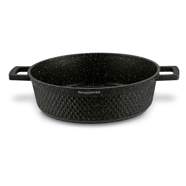 Patelnia marmurowa na indukcję kr&oacute;tkie uchwyty Konighoffer Escuro 28 cm