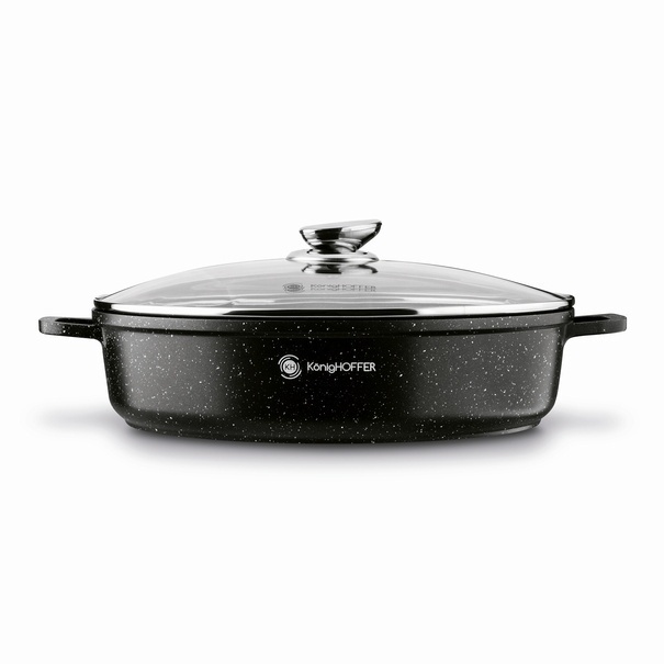 Patelnia na indukcję głęboka kr&oacute;tkie uchwyty Konighoffer Pollo Black 32 x 8 cm