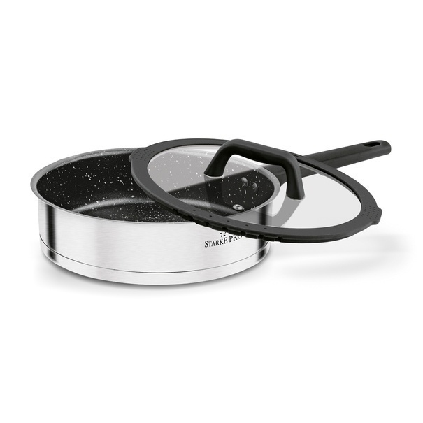 Patelnia nierdzewna non-stick z pokrywką Starke Pro Rigor 24 cm