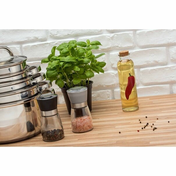 Szklany młynek ręczny do soli i pieprzu Tadar 170 ml czarny