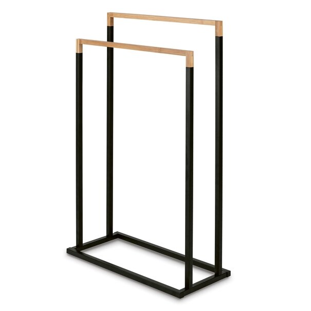 Wieszak na 2 ręczniki stojący Tadar Wood 45 x 21,5 x 76 cm czarny