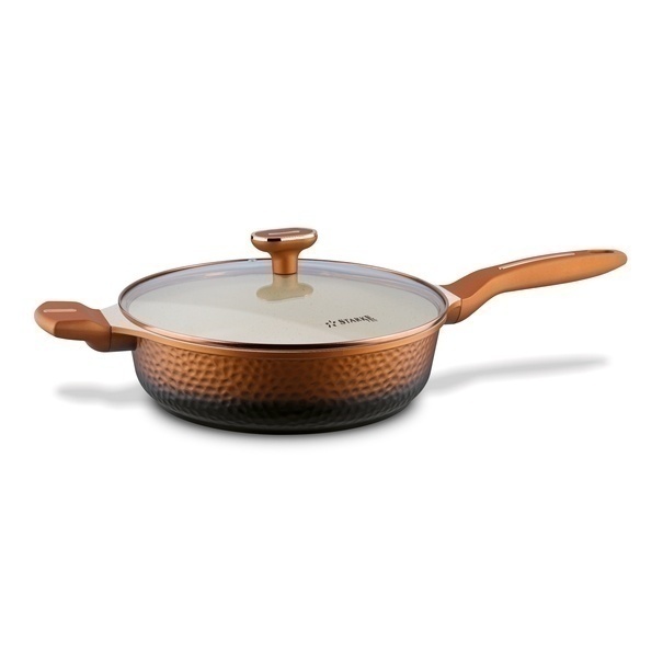 Zestaw garnk&oacute;w na indukcję Starke Pro Texture Copper 10 element&oacute;w i 3 noże Toshiro