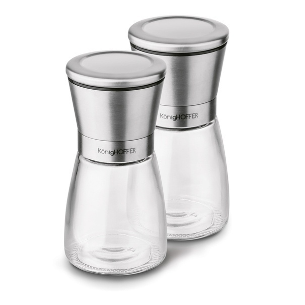 Zestaw młynk&oacute;w ręcznych do soli i do pieprzu Konighoffer Thor 170 ml srebrny