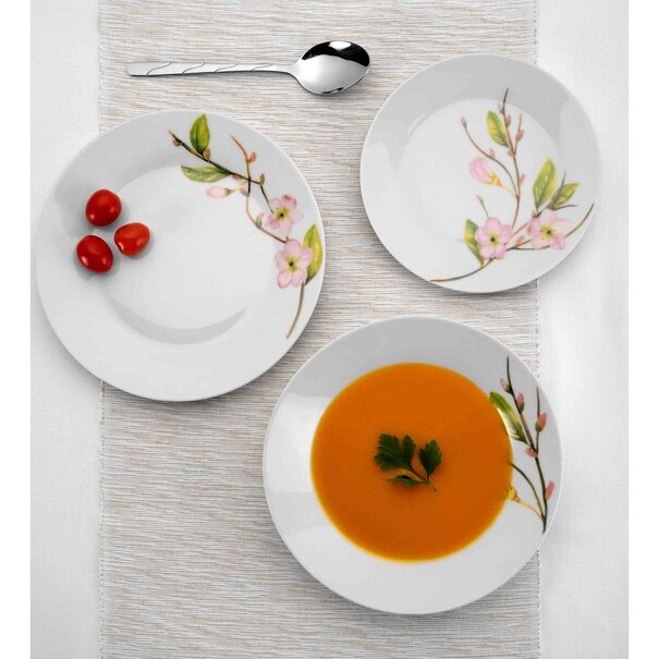 Zestaw okrągłych talerzy porcelanowych Tadar Lina 18 element&oacute;w