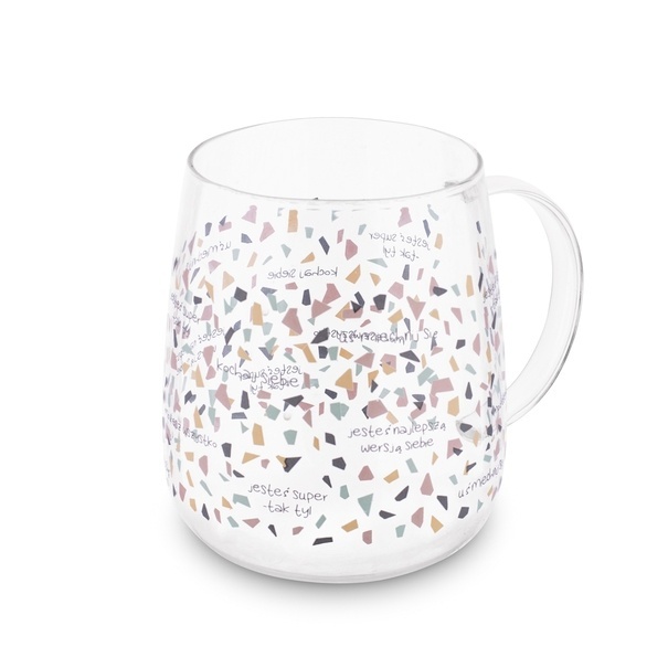 Kubek szklany z zaparzaczem i ceramiczną pokrywką Tadar Uśmiechnij się 500 ml