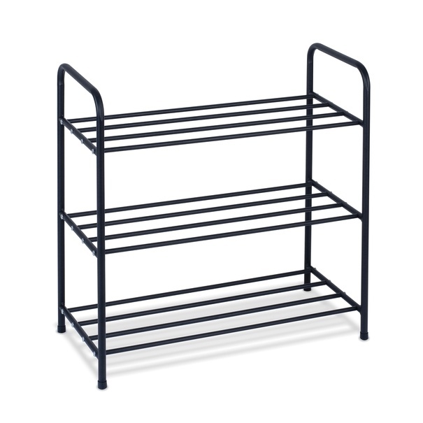 Regał na buty stalowy Konighoffer Arco 63 x 28 x 61 cm 3 poziomy czarny