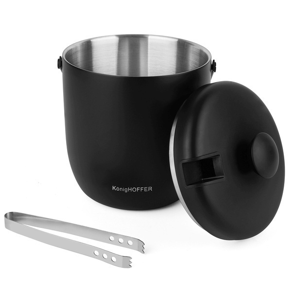 Wiaderko do lodu ze szczypcami Konighoffer Oris 2,8 l czarne