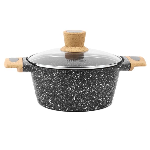 Zestaw garnk&oacute;w i patelni granitowych Starke Pro Ashen Granite 9 element&oacute;w i 5 miarek