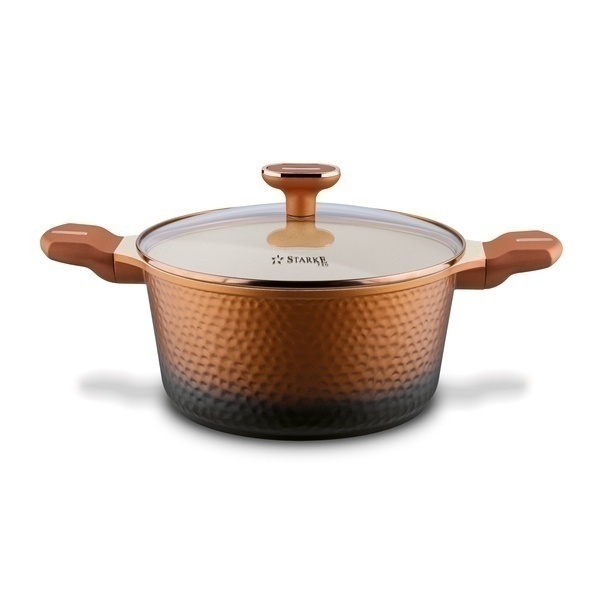 Zestaw garnk&oacute;w na indukcję Starke Pro Texture Copper 10 element&oacute;w i 3 noże Toshiro