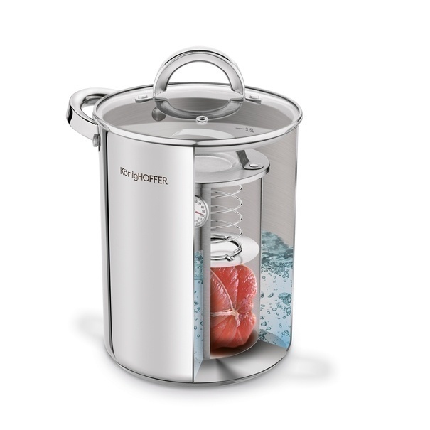 Zestaw wędliniarski Konighoffer szynkowar z termometrem 1,5 kg garnek 4 l sitko i woreczki