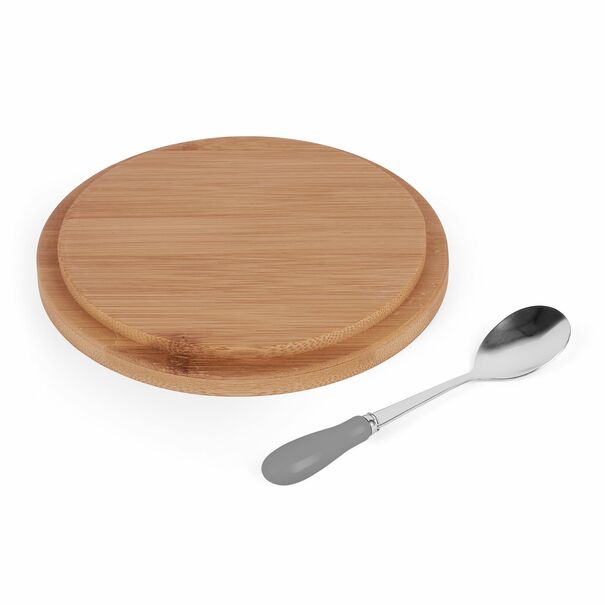 Cukiernica porcelanowa z pokrywką i łyżeczką Konighoffer 14,5 x 5 cm szara