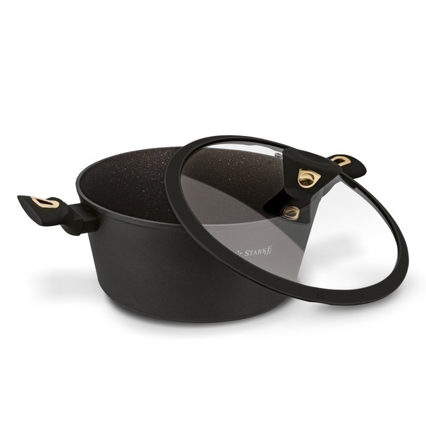 Garnek na indukcję z powłoką marmurową Starke Pro Dark Gold 6 l