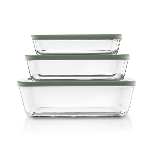 Komplet 3 szklanych borokrzemowych pojemnik&oacute;w na żywność Konighoffer Auro 750 ml 1400 ml 2400 ml