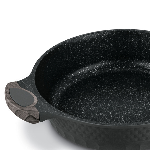 Patelnia głęboka na indukcję marmurowa z pokrywką Starke Pro Embossed 28 x 7,5 cm