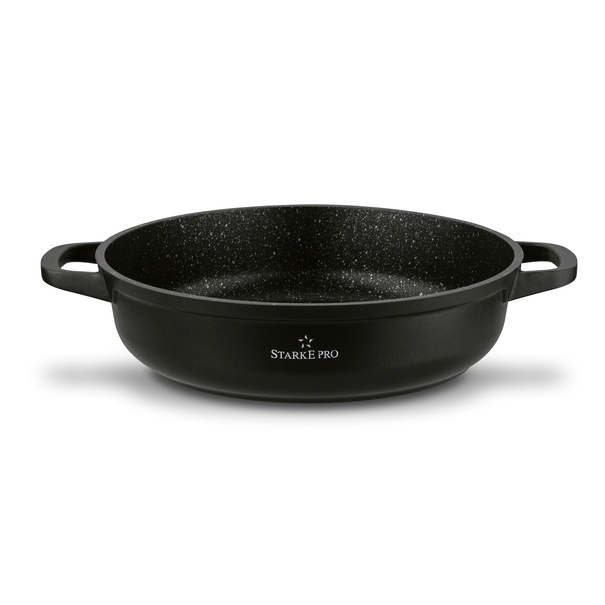 Patelnia na indukcję marmurowa z pokrywką kr&oacute;tkie uchwyty Starke Pro Ochre 28 cm