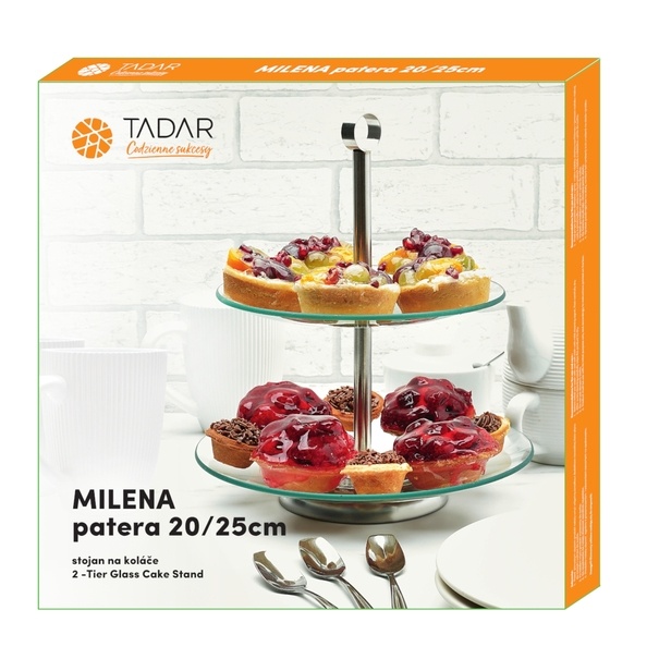 Patera szklana Tadar Milena 20/25 cm okrągła dwupoziomowa