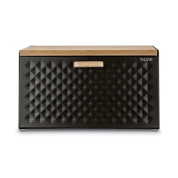 Chlebak stalowy Tadar Geometric Wood 35,5 x 21,5 x 20 cm czarny