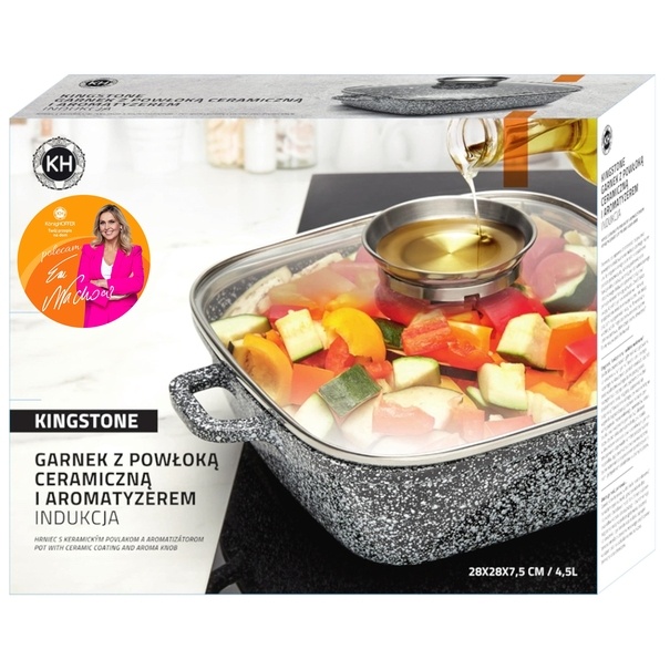 Garnek ceramiczny Konighoffer Kingstone 28 cm kwadratowy z aromatyzerem