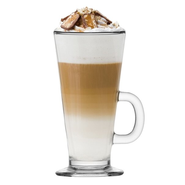 Komplet sześciu szklanek Tadar Caffe Latte 250 ml i 6 łyżeczek koktajlowych