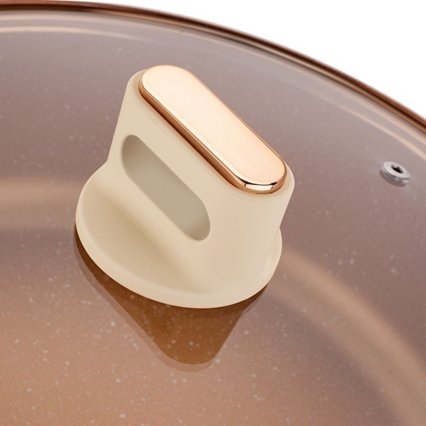 Patelnia głęboka na indukcję z pokrywką Starke Pro Starlet Beige 28 x 8 cm