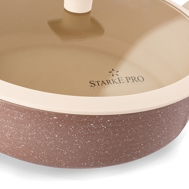 Patelnia indukcyjna kr&oacute;tkie uchwyty z pokrywką Starke Pro Coretto 28 cm