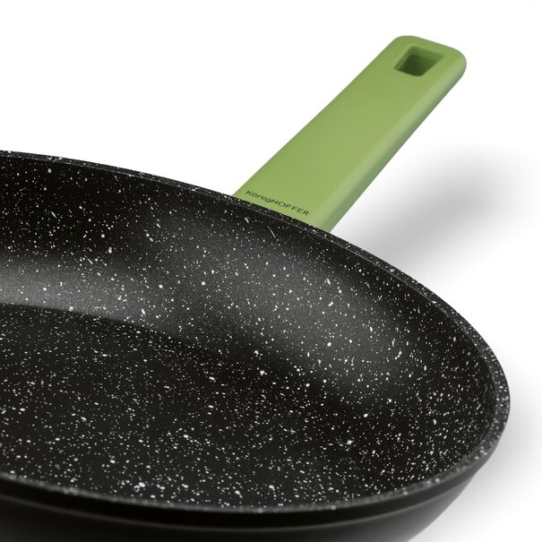 Zestaw 3 patelni na indukcję marmurowych Konighoffer Pedra Verde 20 cm 24 cm 28 cm i 5 miarek