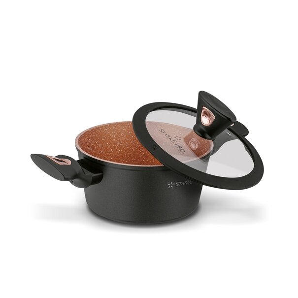 Zestaw garnk&oacute;w na indukcję z powłoką marmurową Starke Pro Dark Copper 10 element&oacute;w