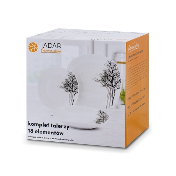 Zestaw kwadratowych talerzy porcelanowych Tadar Zima 18 element&oacute;w