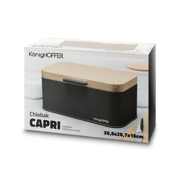 Chlebak stalowy Konighoffer Capri 30,5 x 18 x 14 cm czarny