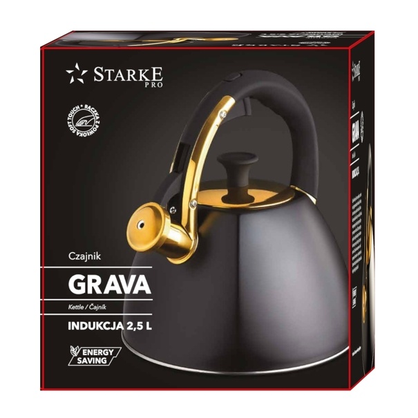 Czajnik na gaz i indukcję Starke Pro Grava 2,5 l czarny