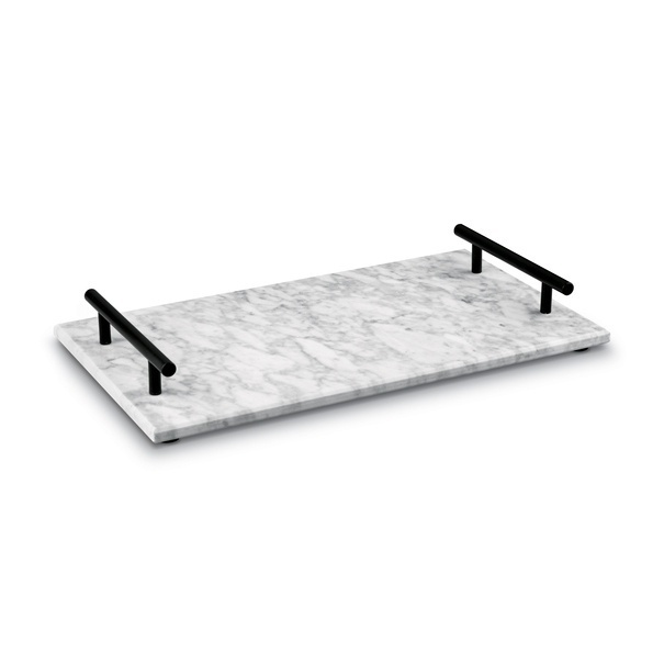 Deska do serwowania przekąsek marmurowa z uchwytami Starke Pro 35 x 20 cm biała