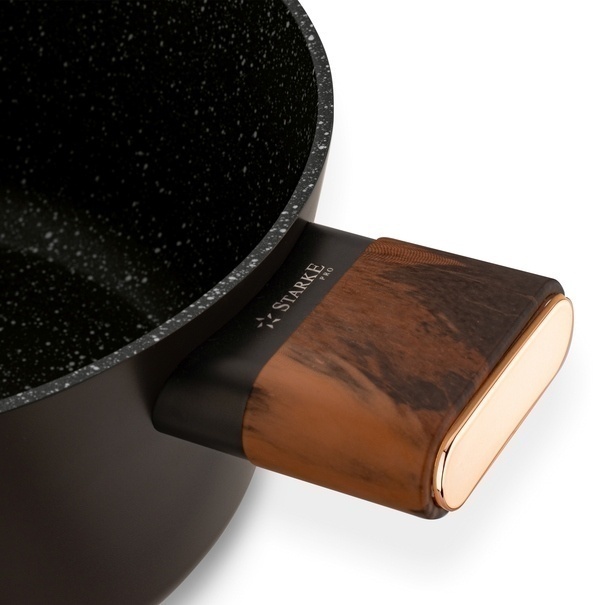 Patelnia na indukcję kr&oacute;tkie uchwyty z pokrywką Starke Pro Starlet Brown 28 x 8 cm