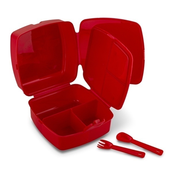 Lunch box z przegr&oacute;dkami widelcem i nożem dla dzieci Tuffex 14 x 15 x 9 cm mix kolor&oacute;w