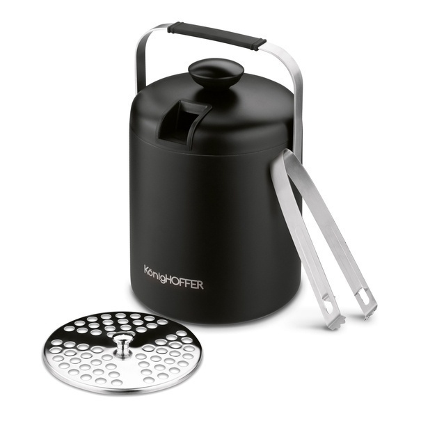 Wiaderko do lodu ze szczypcami KonigHOFFER Lugo 1,3 l czarny mat
