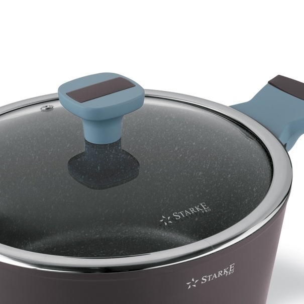 Zestaw garnk&oacute;w na indukcję marmurowych Starke Pro Luxury Grey II 8 element&oacute;w