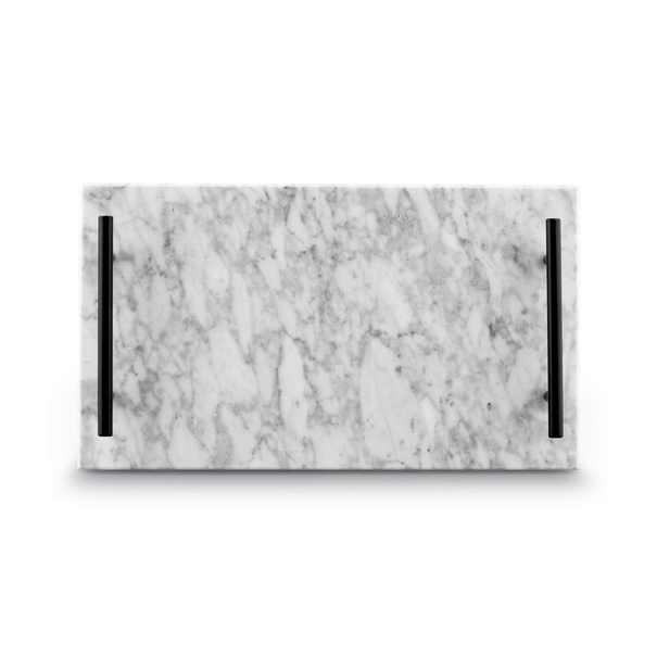 Deska do serwowania przekąsek marmurowa z uchwytami Starke Pro 35 x 20 cm biała