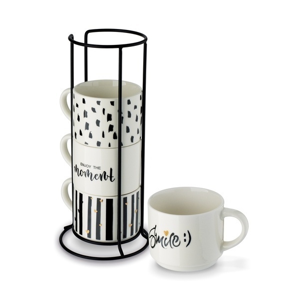 Komplet kubk&oacute;w na stojaku Tadar Decor 300 ml 4 sztuki