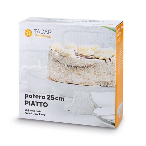 Patera na n&oacute;żce szklana na ciasto Tadar Piatto 25 cm