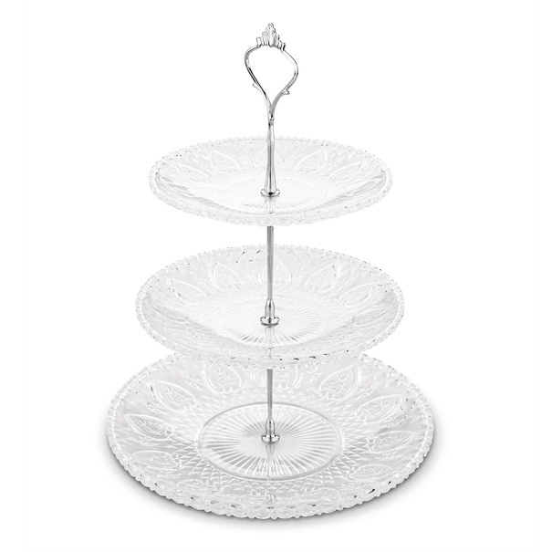 Patera szklana Tadar Catalina okrągła trzypoziomowa 15/20/25 cm