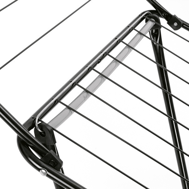 Suszarka balkonowa Konighoffer Vera Black 180 x 55 x 102 cm czarna i koszyk na klamerki