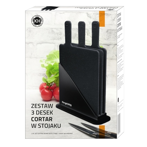 Zestaw 3 desek do krojenia ze stojakiem Konighoffer Cortar 23,5 x 19,5 cm