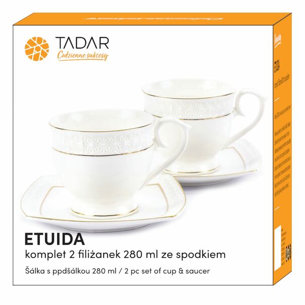 Zestaw dw&oacute;ch filiżanek ze spodkami Tadar Etiuda porcelana NBC 280 ml