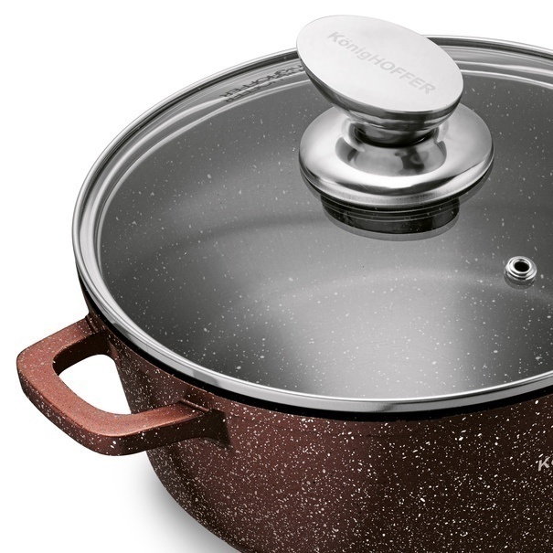 Zestaw garnk&oacute;w Konighoffer Pollo Brown 8 element&oacute;w 2 nakładki i 2 podkładki