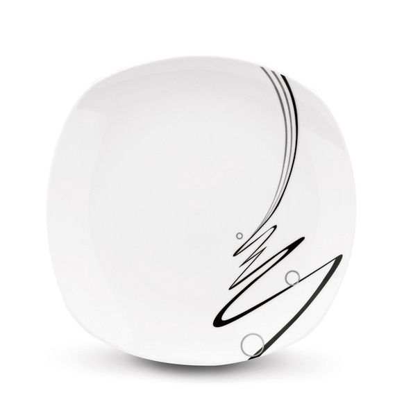 Zestaw kwadratowych talerzy porcelanowych Tadar Wstęga 18 element&oacute;w